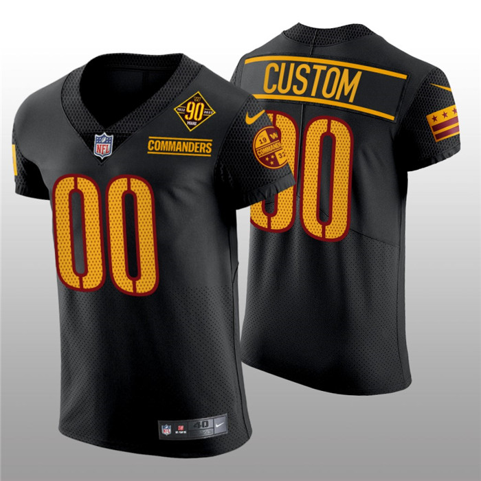 Men's Washington Commanders Active Player Custom 90th Anniversary Black Elite Stitched Jersey Men's Washington Commanders Active Player Custom 90th Anniversary Black Elite Stitched Jersey